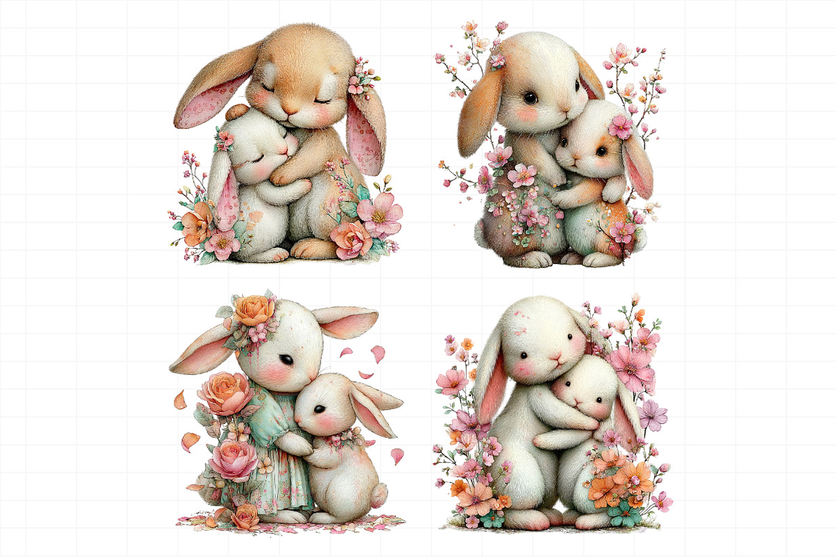 Whimsical Mother's Day Bunny Clipart, an Illustration by Daily.Designs (Photo 4 of 7)
