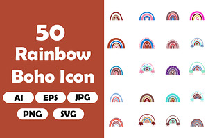 50 Rainbow Boho Icon