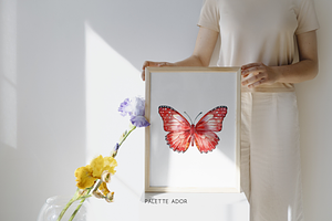 Watercolor Red Butterflies