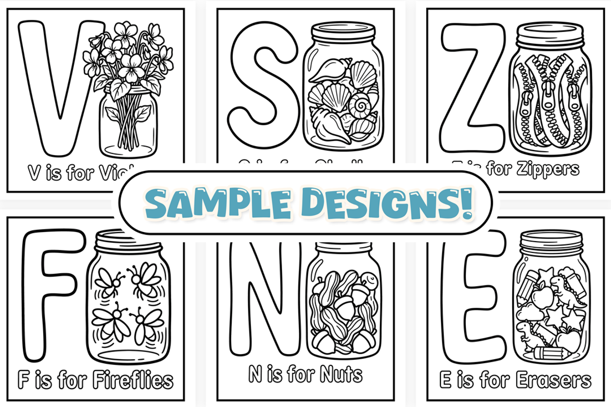 Jar of ABCs Coloring Book, an Education Illustration by Craftsbeefy (Photo 2 of 4)