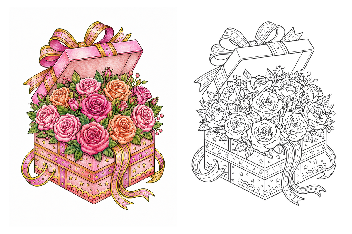 100 Flowers Coloring Book, a Decorative Illustration by MarisoArt (Photo 8 of 9)