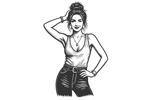 Smiling Woman in Casual Modern, an Object Illustration by AlexArt