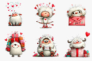 watercolor valentine cute yeti clipa, an Illustration by CreationArt (Thumbnail 4 of 4)