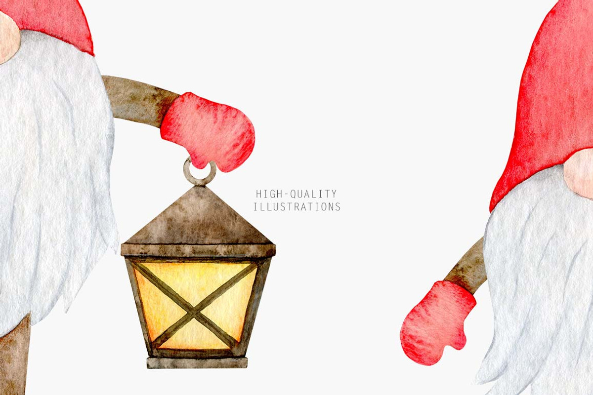 Watercolor Christmas Gnome Clipart, a Seasonal Illustration by Daryartsy (Photo 6 of 12)