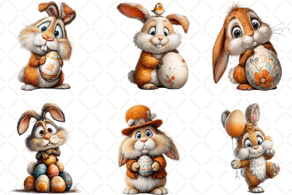 Quirky Bunny With Easter Egg Clipart, an Illustration by Black Bird Studio (Photo 6 of 6)