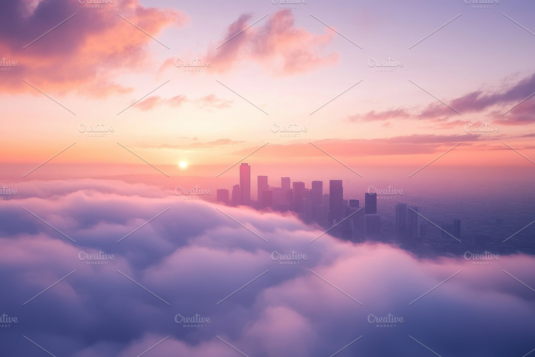 City skyline emerging from clouds du, a Photo by Iftikhar Alam