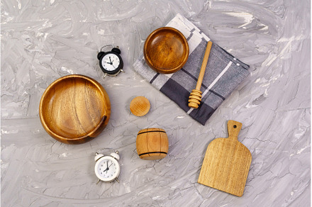 pile of wooden kitchen utensils. top, a Food & Drink Photo by darksoul72