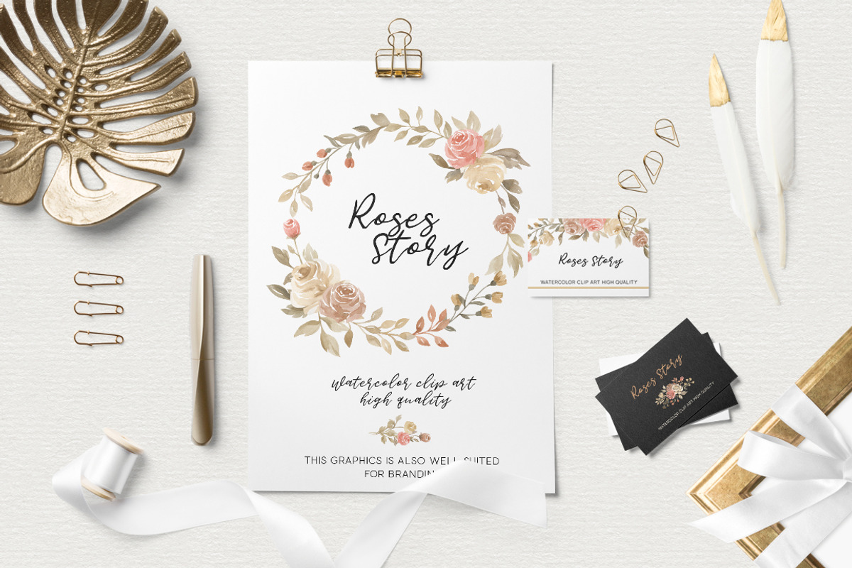 Roses Story Design Kit watercolor, a Texture Illustration by NataliVA (Photo 9 of 10)