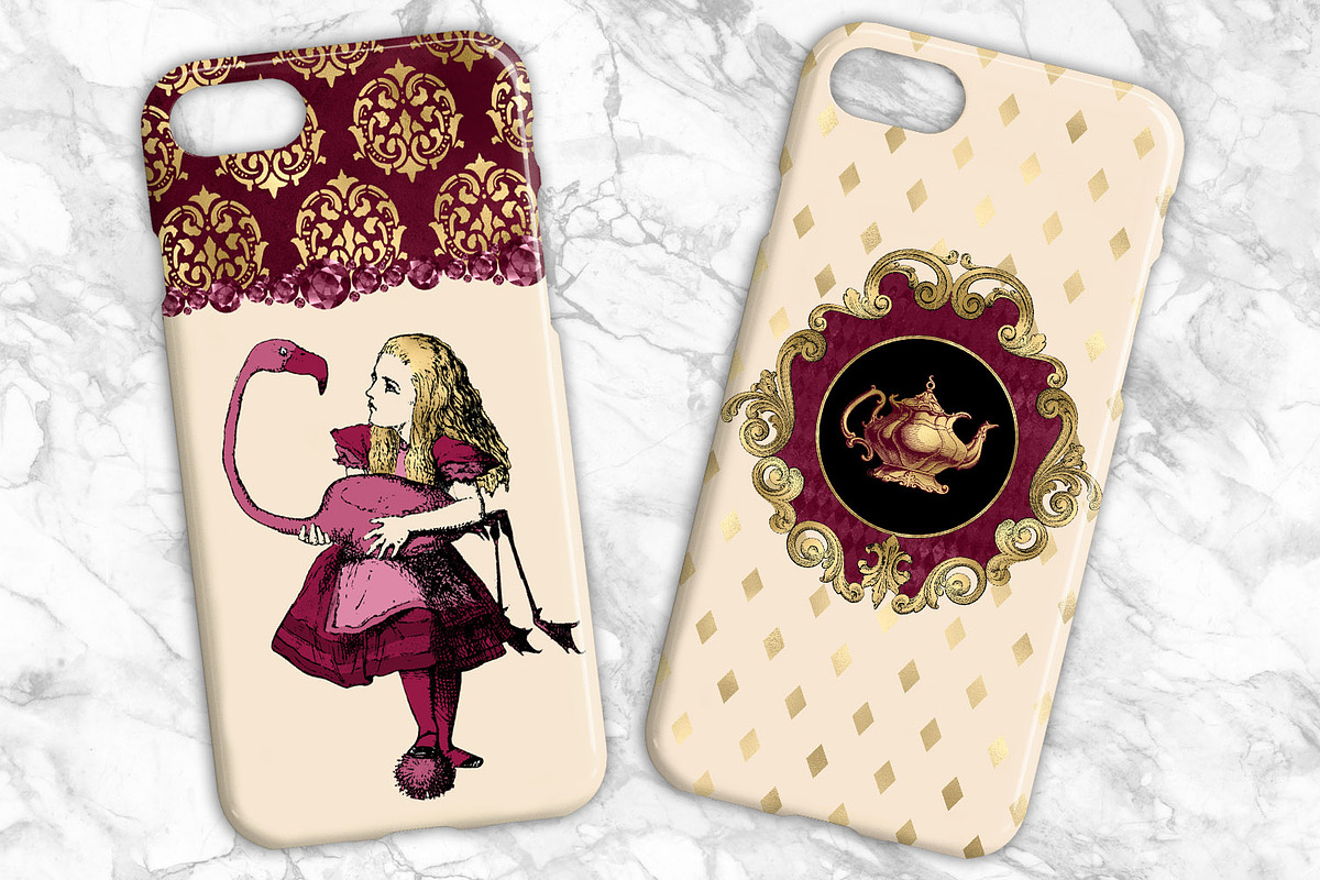 Burgundy & Gold Alice Graphics, an Illustration by Digital Curio (Photo 5 of 5)