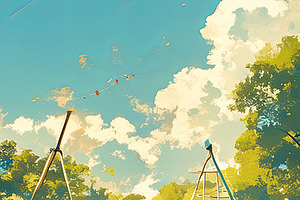 Three children laughing together outdoors under a sunny sky, a Photo by AS photostudio