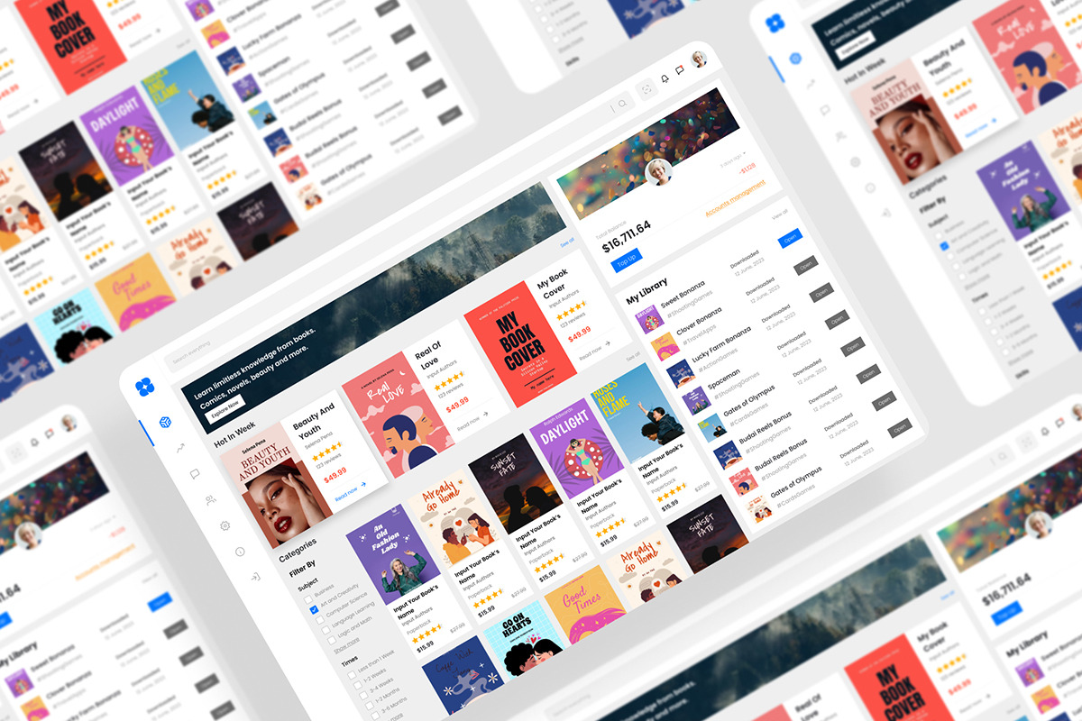 Books Dashboard, an UI Kit Template by iDoodle Studio