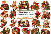 Christmas Woodland Fox Clipart, a Seasonal Illustration by Colorsfav (Thumbnail 1 of 7)