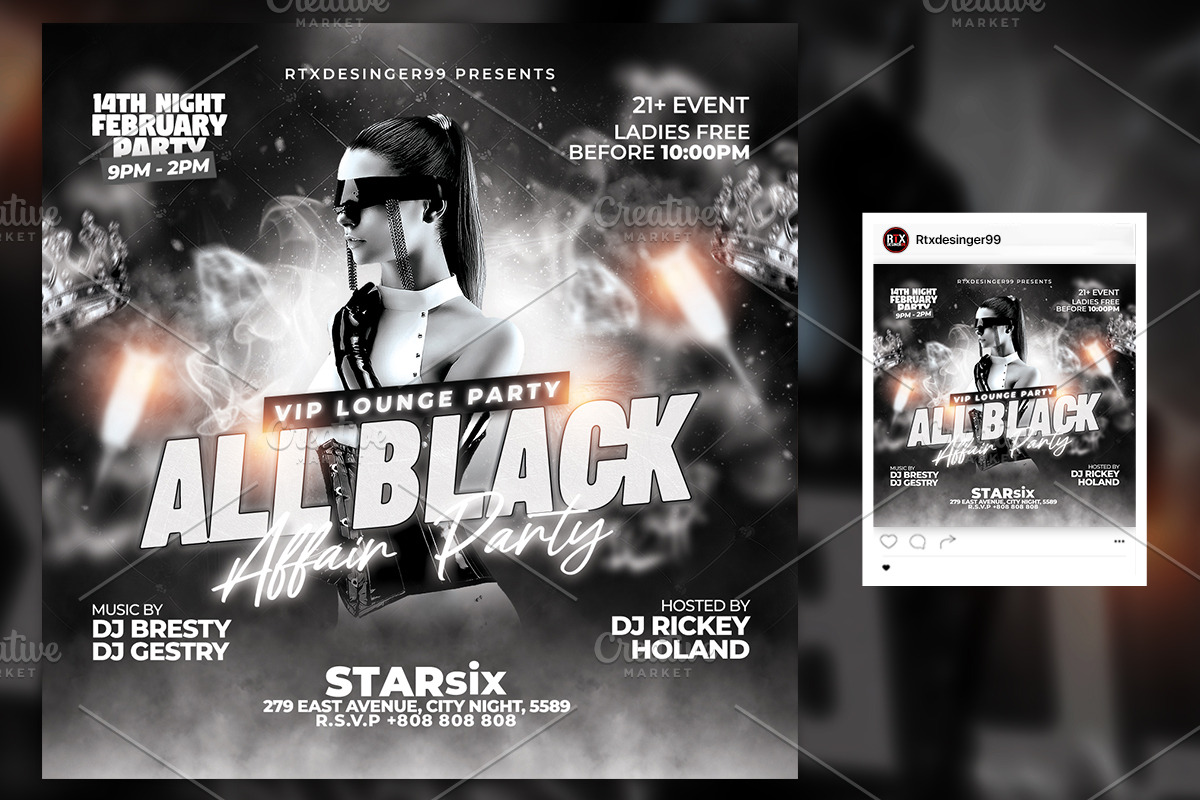 All Black Party Flyer Template, a Flyer Template by RTXdesinger99 (Photo 2 of 3)