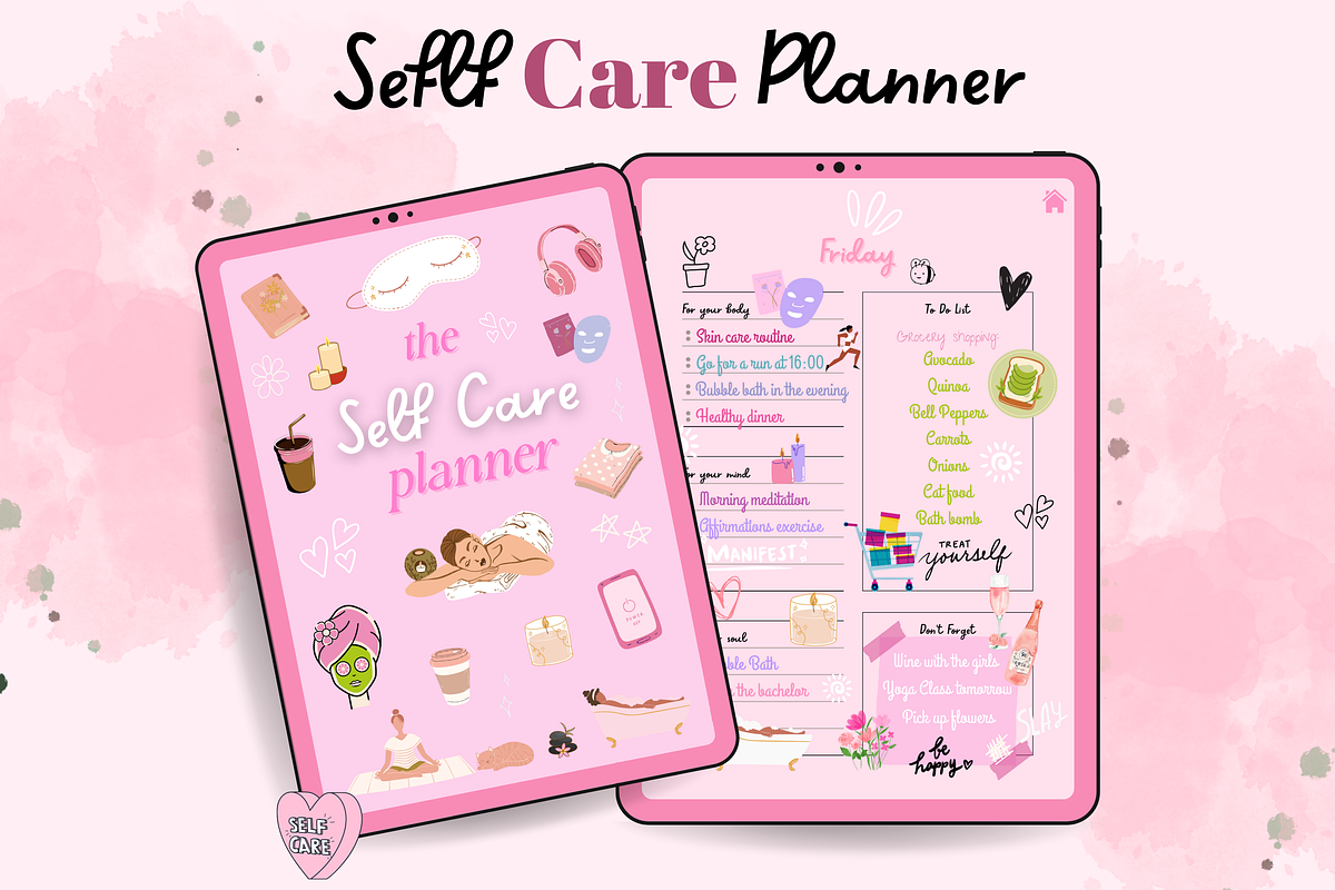 Self Care Planner, Wellbeing Planner, a Templates & Theme by MariaKariBakken (Photo 1 of 7)