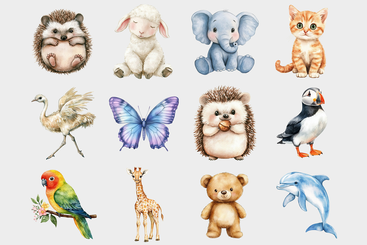 Watercolor Animal Clipart, a Seasonal Illustration by Design Market (Photo 3 of 5)