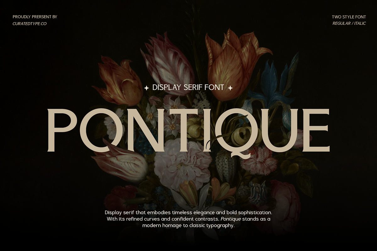 Pontique - Modern Serif Font, a Serif Font by CuratedType Studio (Photo 1 of 10)