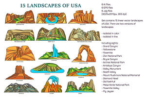 Nature sights of USA in line