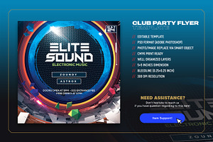 Club Party Square EDM Flyer