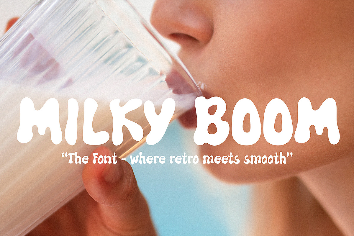 Milky Boom - Retro Groovy Font, a Handwritten Font by Kokoshka (Photo 1 of 8)