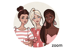 Fashion Girls Stickers Clipart