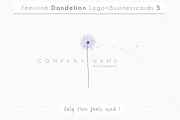 Feminine Dandelion logo+Businesscard, a Branding & Logo Template by Whimsical Logoshop (Thumbnail 1 of 2)