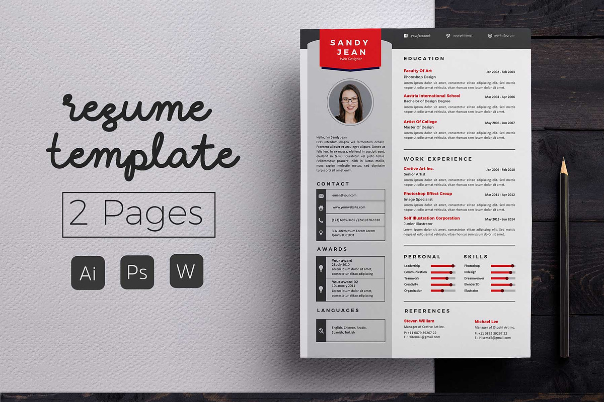 Cover Letter & Resume Template, a Resume Template by Hito Graphic (Photo 1 of 8)