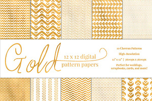 Gold Chevron Pattern Paper