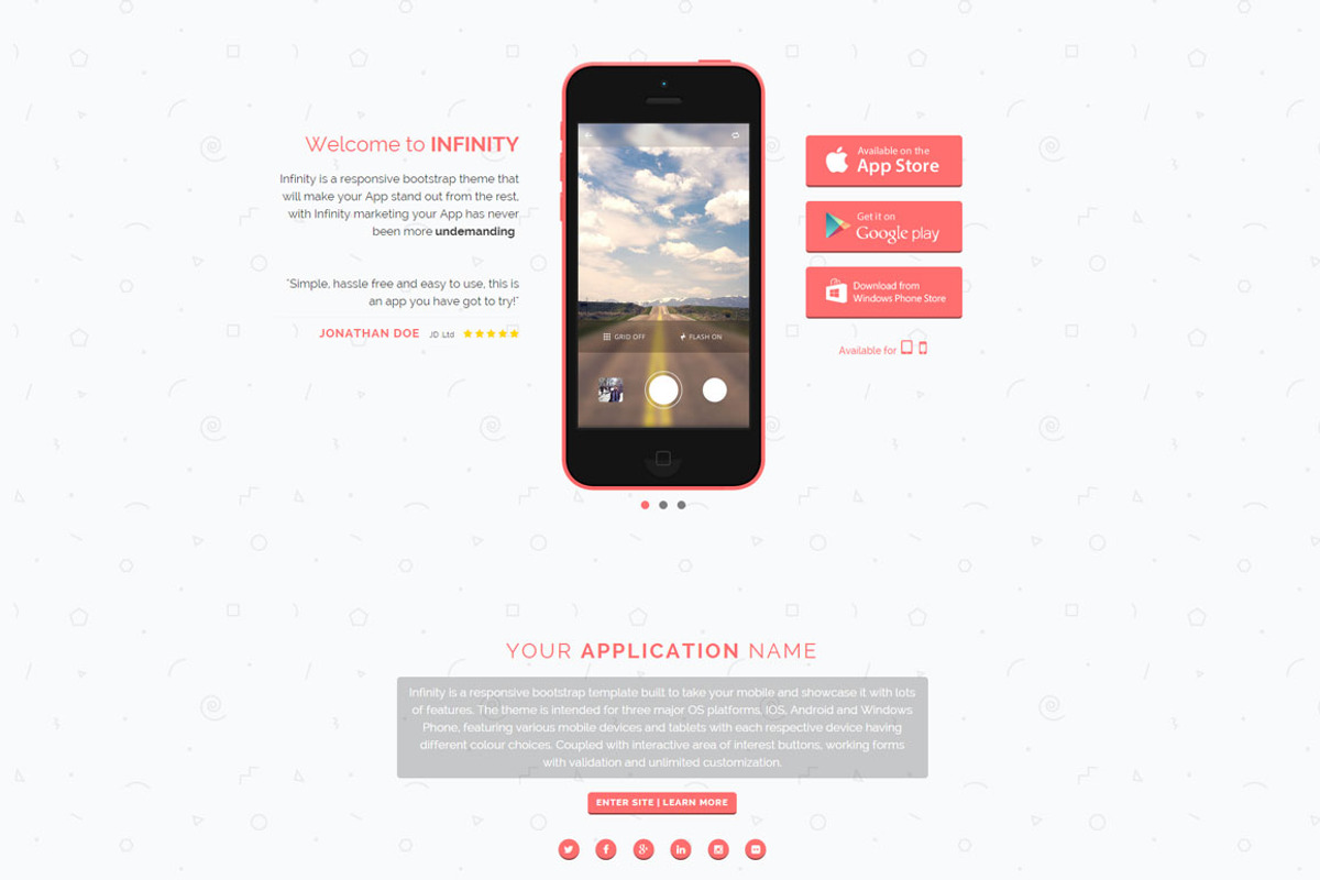 Infinity - Mobile App HTML5 Template, a Bootstrap Template by audaindesigns (Photo 2 of 3)