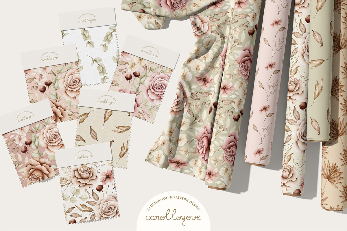 Watercolor Boho Fall Dusty Rose Set, a Decorative Illustration by Carol Lozove (Photo 39 of 74)