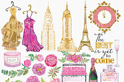 New Year's Glam Watercolor Clipart, an Illustration by My Creative Atelier (Thumbnail 2 of 4)