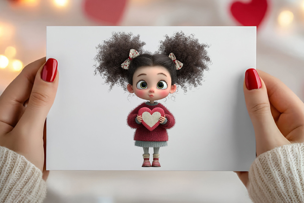 Quirky Valentine Day Girl Clipart, an Illustration by Canvas Craft (Photo 5 of 6)
