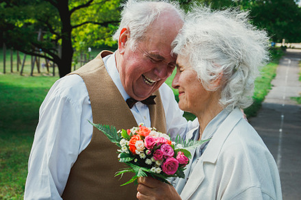 Grandma and grandpa laughing
