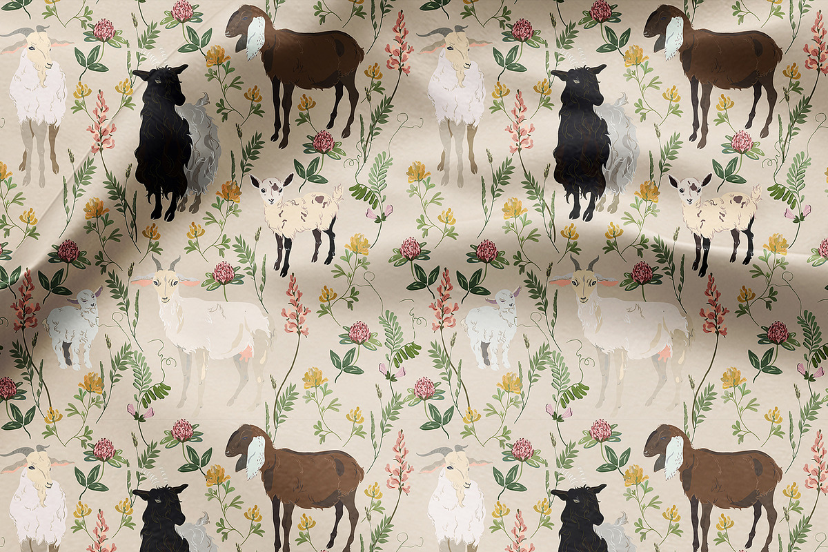 Goat seamless + clipart vector set, a Pattern Graphic by PatternsBlooming (Photo 7 of 8)