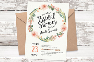 Floral Wreath Invitation Template 05