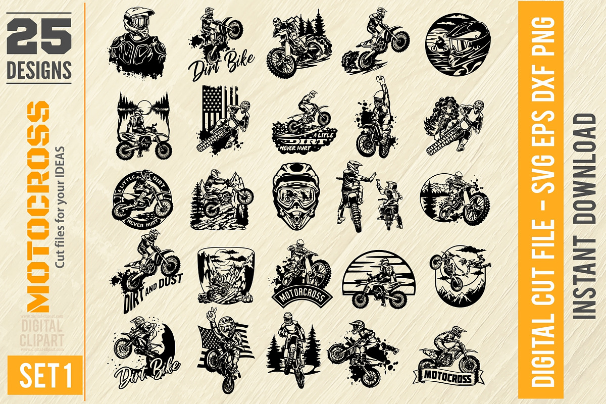Motocross SVG - 25 Cut Bundle SVG, a Sport Illustration by Digital-Clipart (Photo 2 of 5)