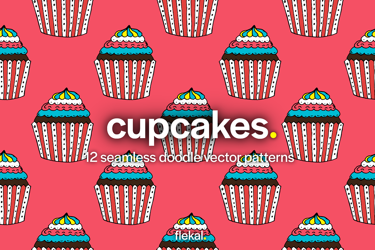 Cupcakes Seamless Doodle Patterns, a Pattern Graphic by Lukino (Photo 1 of 5)