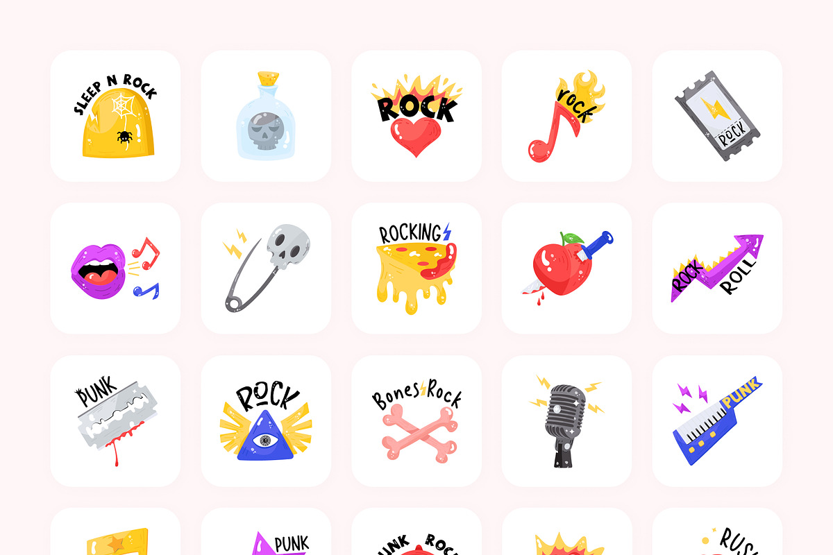 Rock Animated Stickers, a Duotone Icon by Brickclay (Photo 6 of 7)