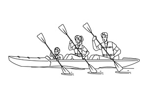 adventure kayak family vector, a Person Illustration by pikepicture
