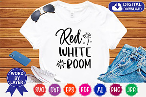 Red White Boom Svg