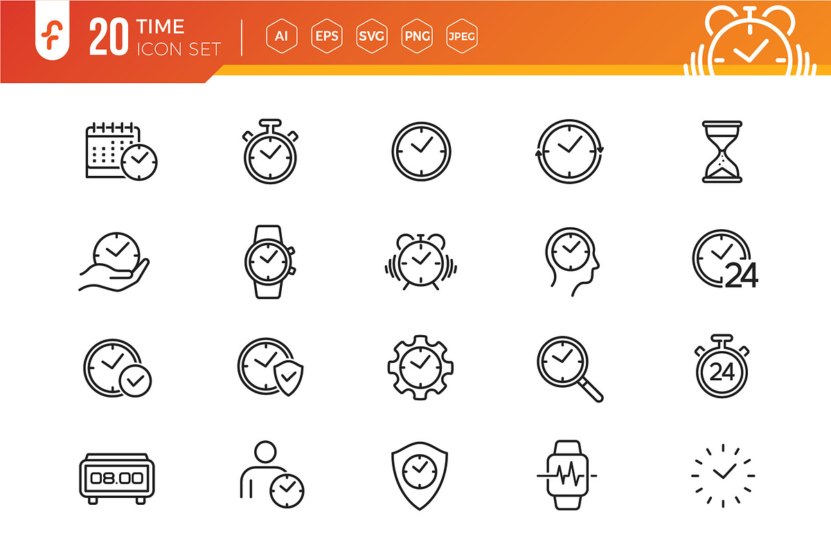 Time - Thin line web icon set, an Outline Icon by ft.studio