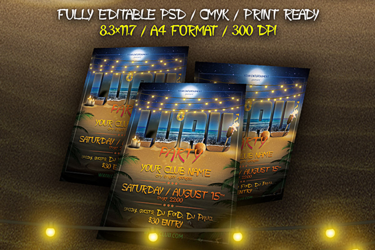 Luau Night Poster Template, a Flyer Template by FonDrakes (Photo 2 of 3)