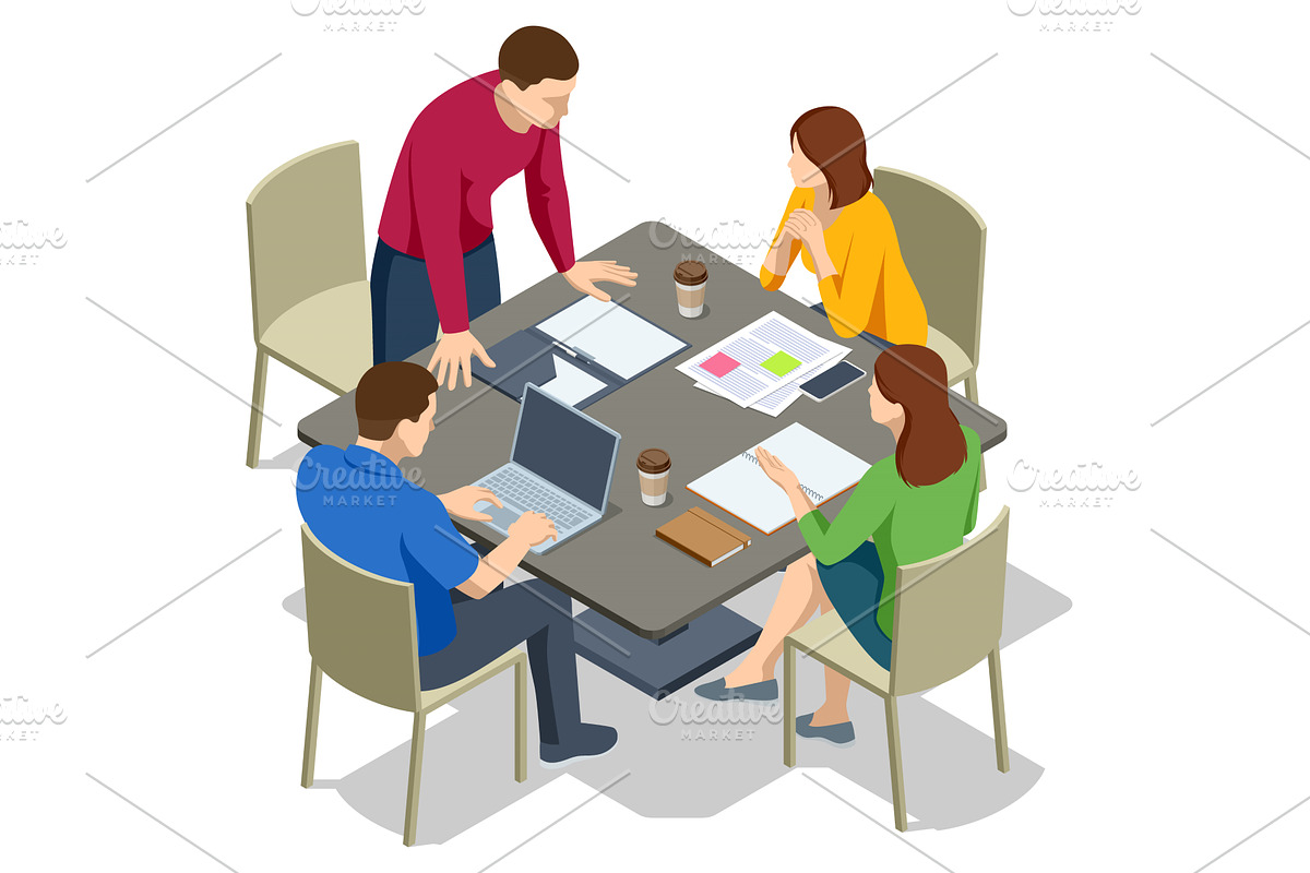 Business team discussing documents, a Person Illustration by Golden Sikorka