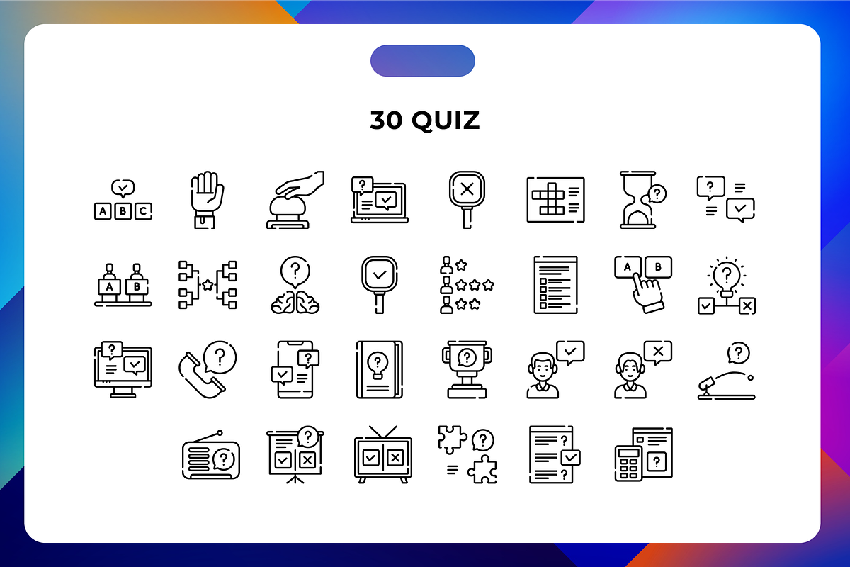30 Quiz Icons, an Icon by Wencory | Creative Market