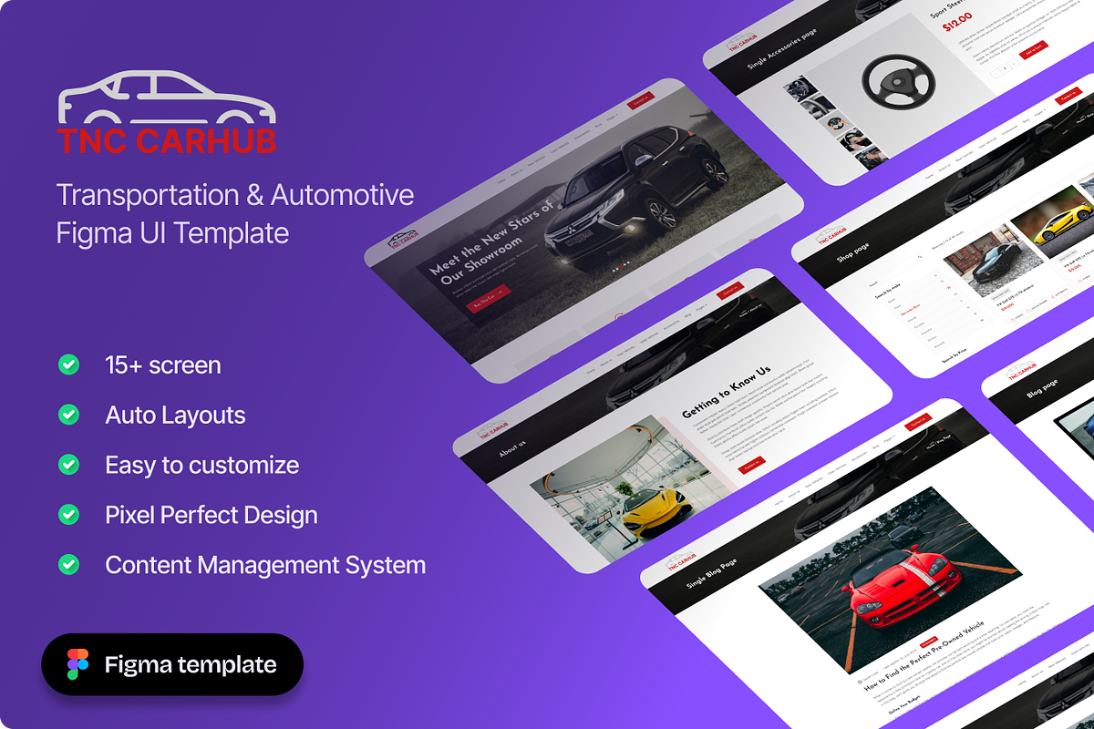 TNC CarHub – Transportation Figma UI, an UI Kit Template by TNCFlow (Photo 1 of 5)