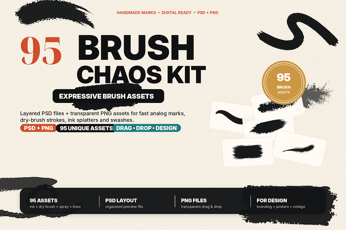 95 Ink Brush Assets PSD PNG, a Brush Add-On by ZinetroN (Photo 2 of 6)