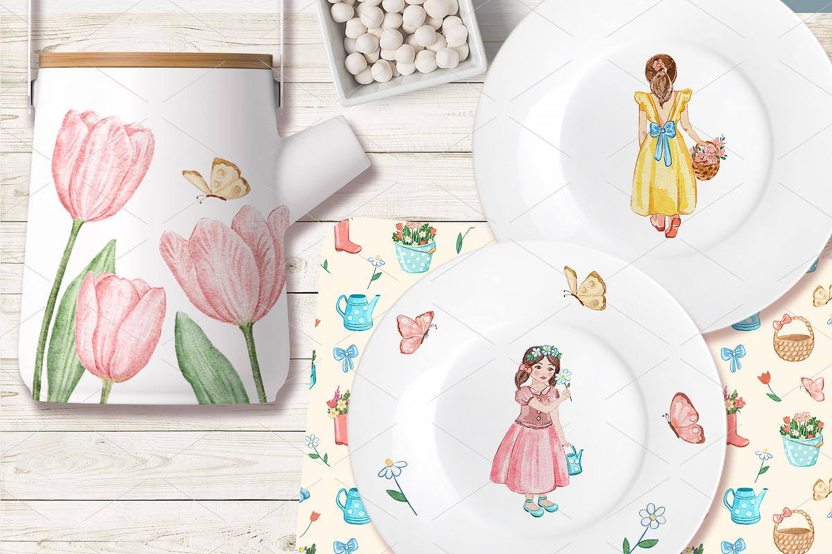 In the Garden-Watercolor Set, a Decorative Illustration by Irina Diasli (Photo 9 of 10)