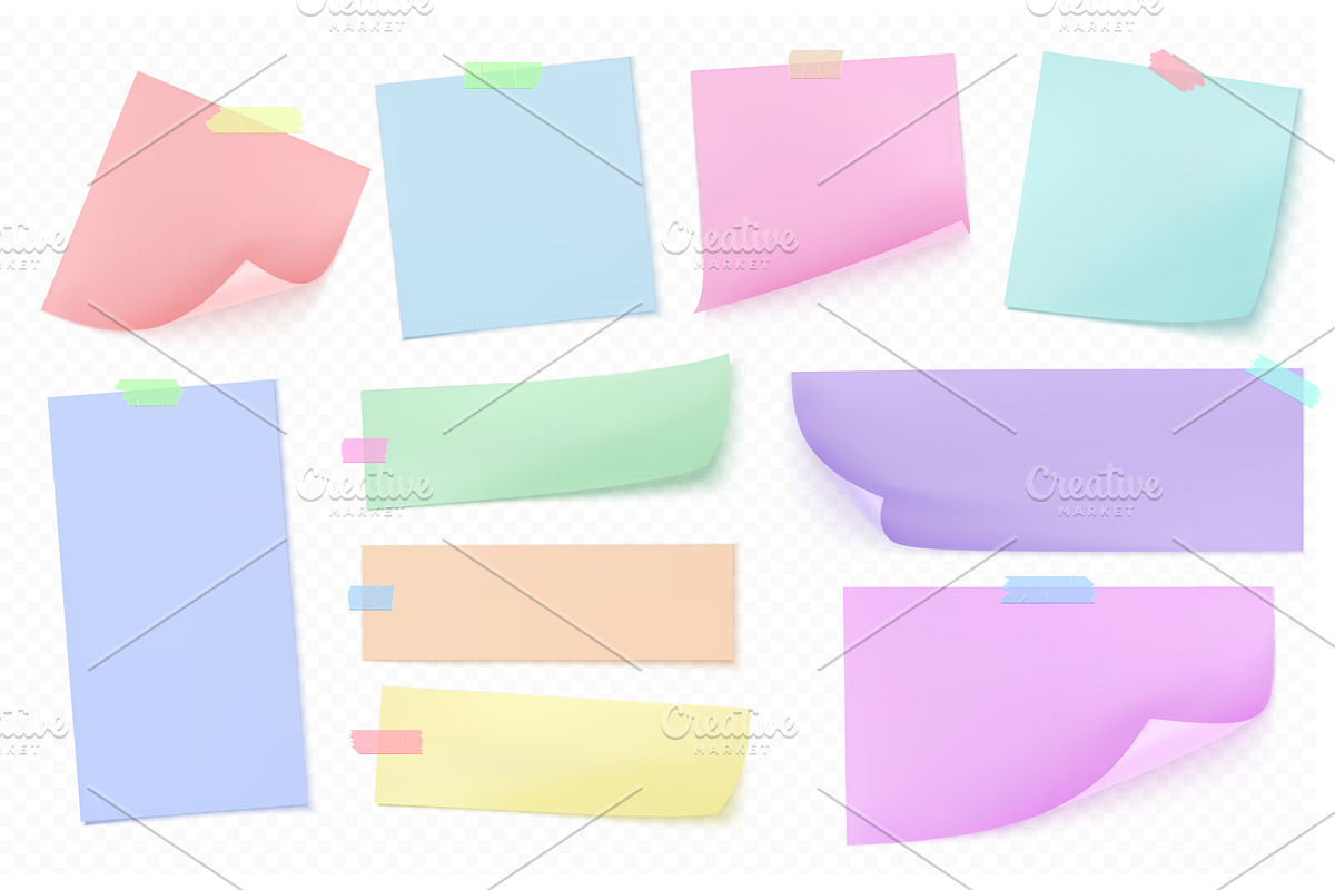Sticky note memo collection with, an Object Illustration by art PVP - market