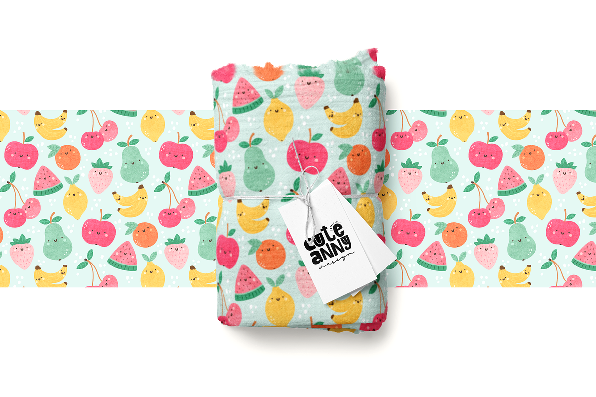 Pattern with funny fruits, a Pattern Graphic by Cuteanny Design (Photo 4 of 4)