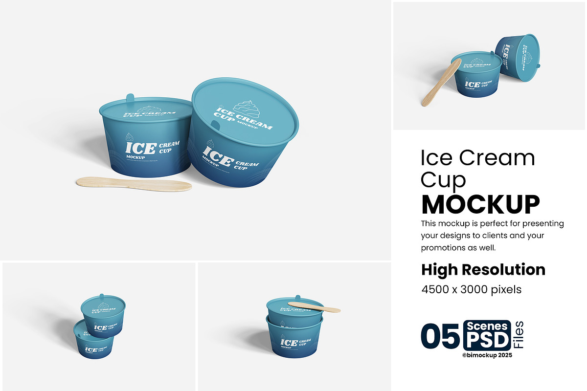 Ice Cream Cup Mockup, a Product Mockup by bimockup (Photo 1 of 6)
