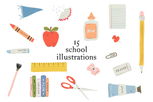 16 School Theme Illustrations
